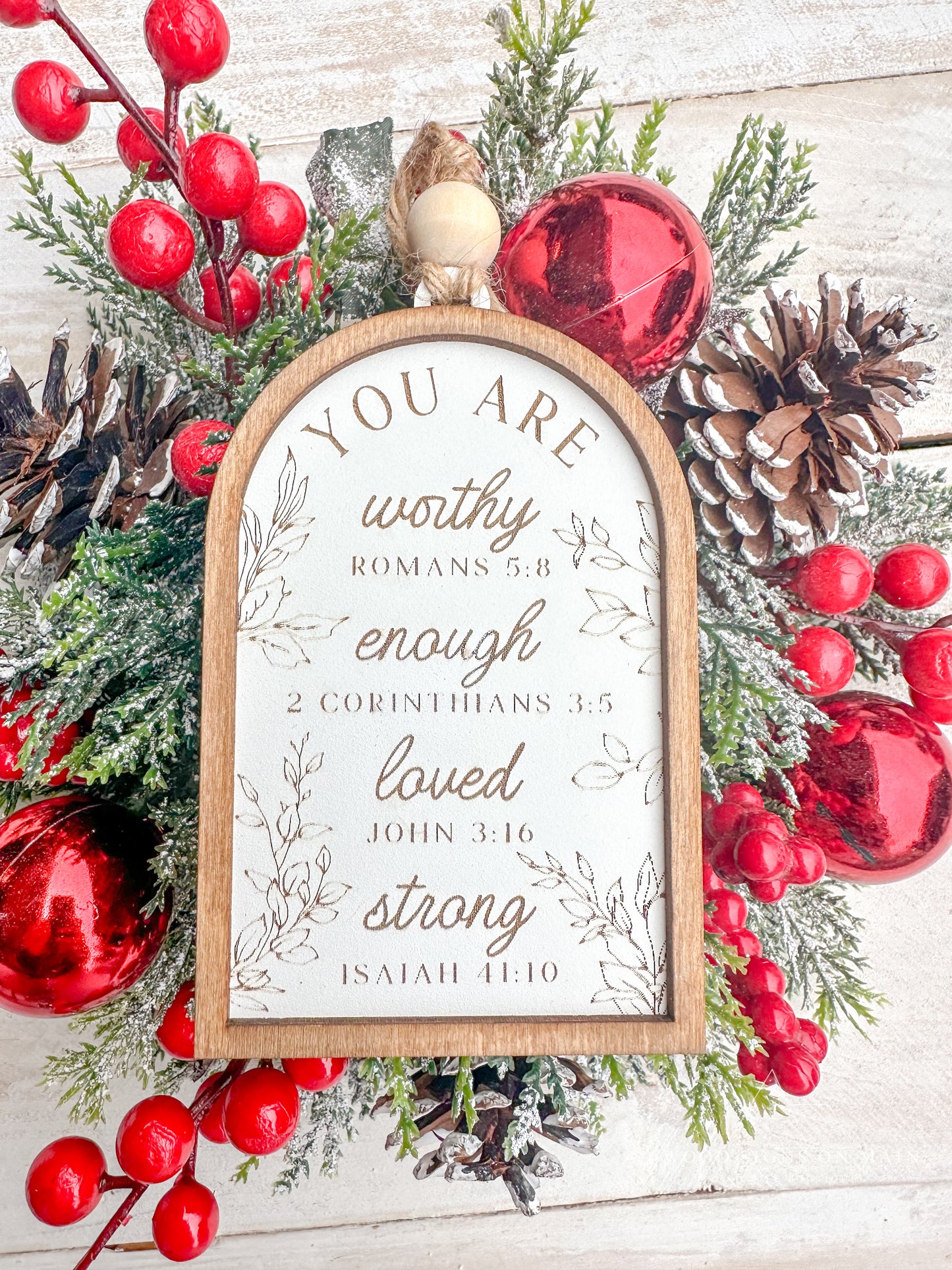 Worthy Affirmation Floral Arch Ornament
