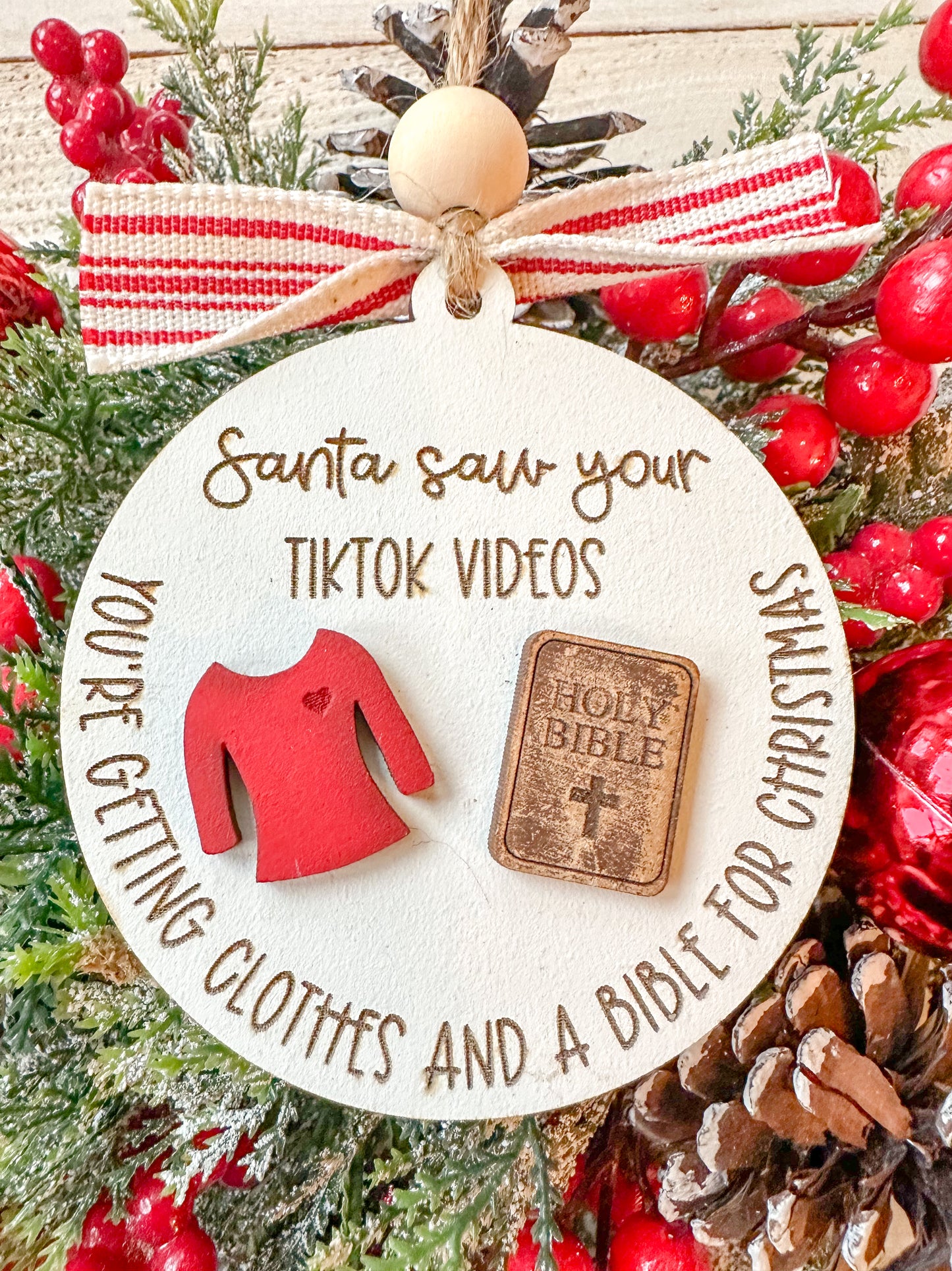 Santa Saw Your TikTok Videos Funny Christmas Ornament