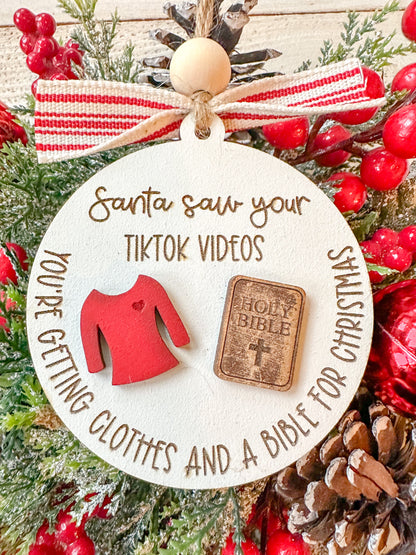 Santa Saw Your TikTok Videos Funny Christmas Ornament