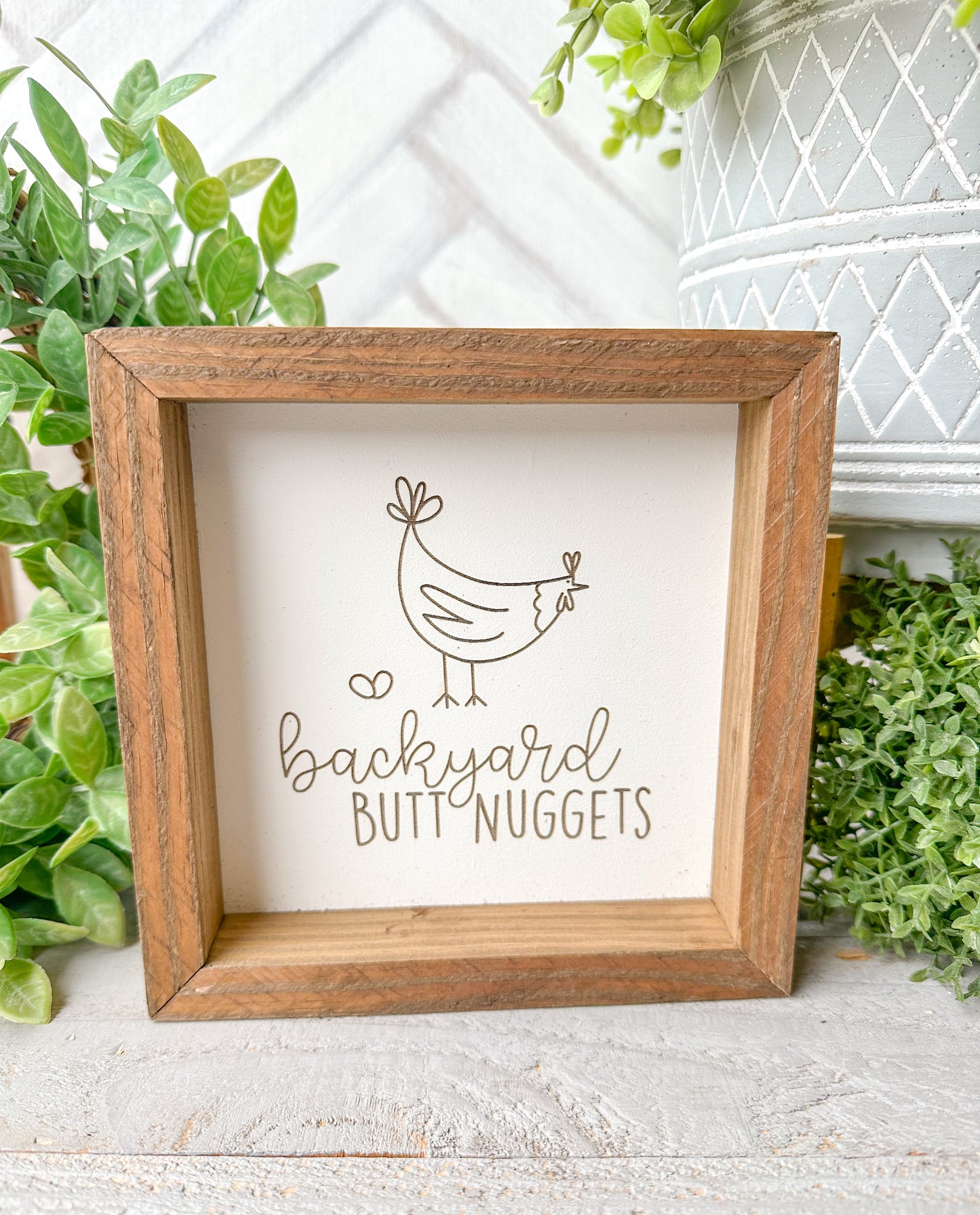 Backyard Butt Nuggets Wooden Sign – Rustic Farmhouse Decor