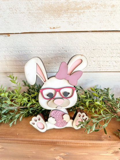 Easter Bunny Shelf Sitter – Nerdy Bunny with Glasses