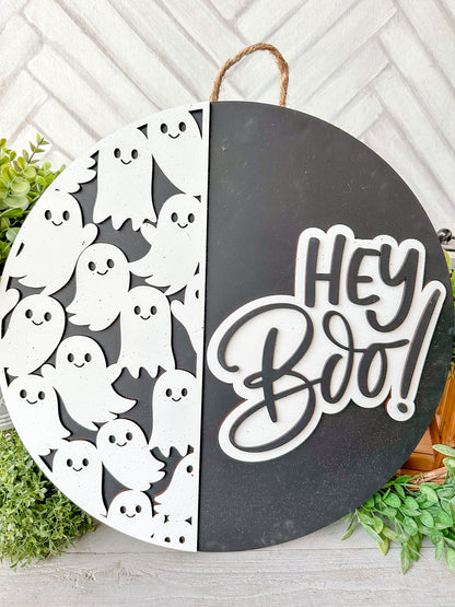 Hey boo | Halloween Door Hanger