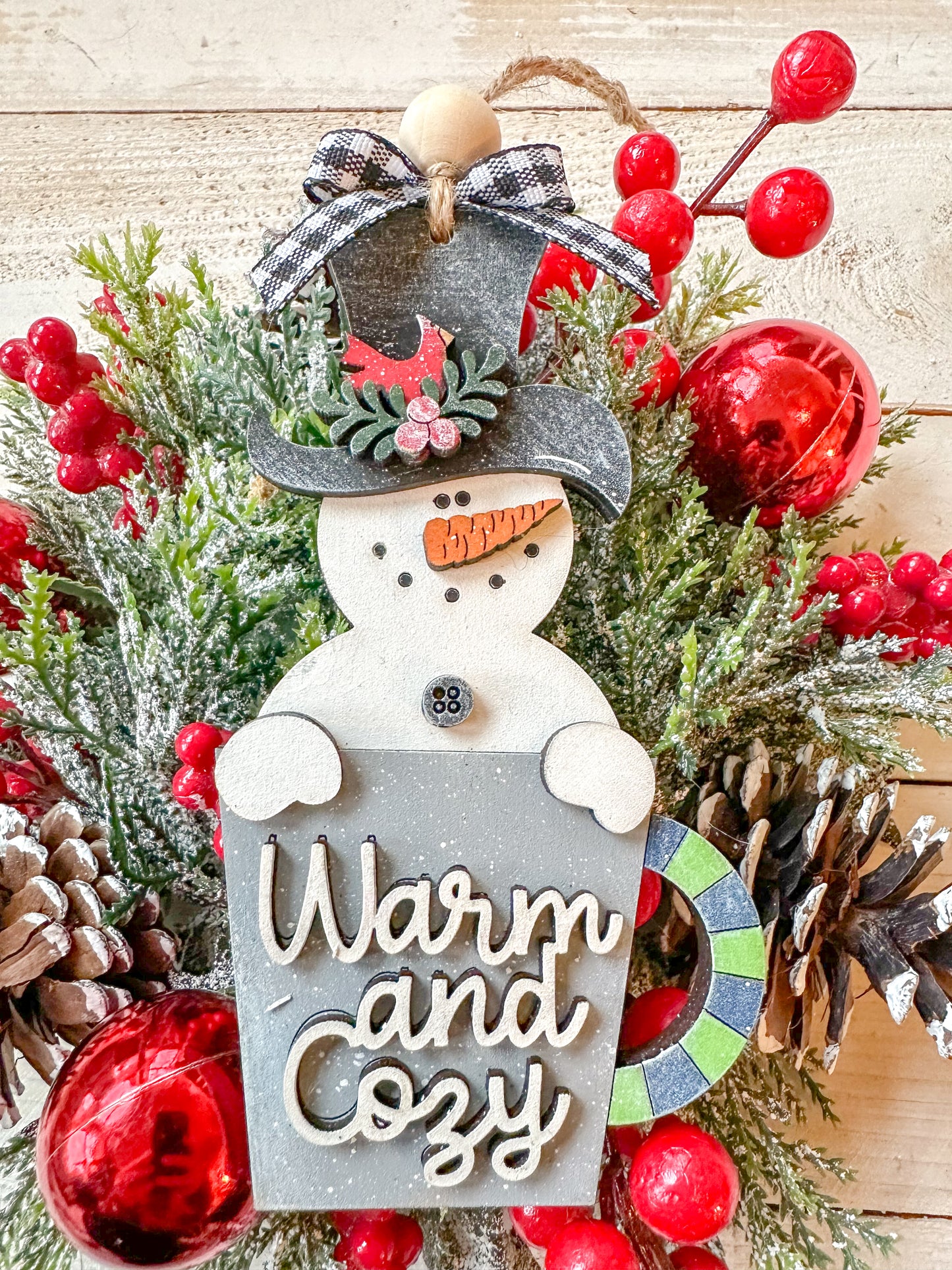 Warm and Cozy Snowman Ornament with Festive Mug