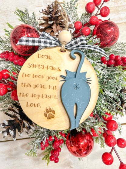 Dear Santa Paws cat ornament