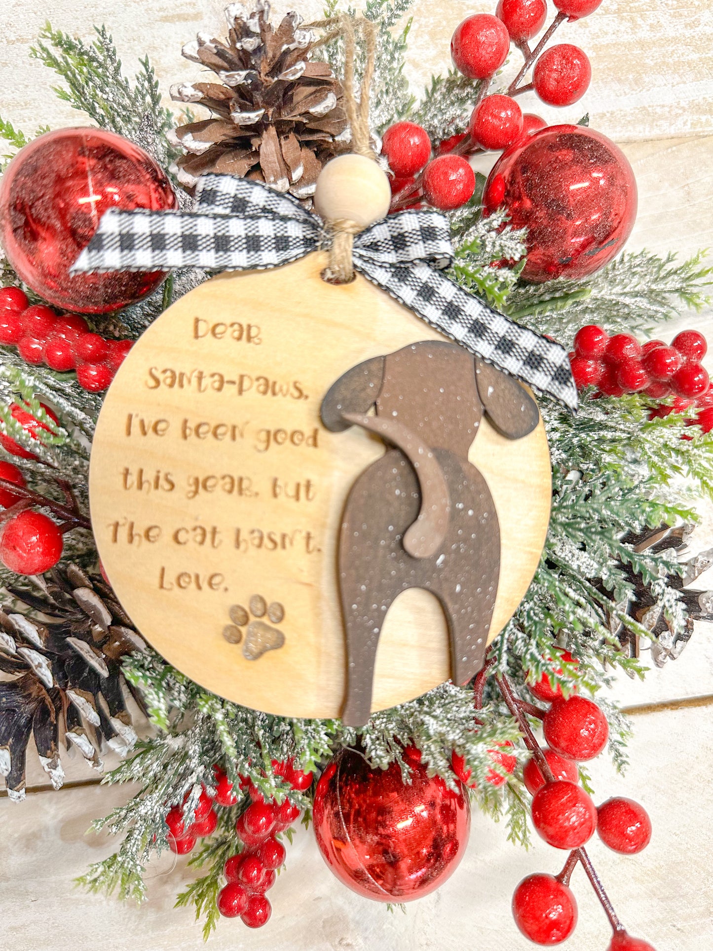 Dear Santa paws dog ornament