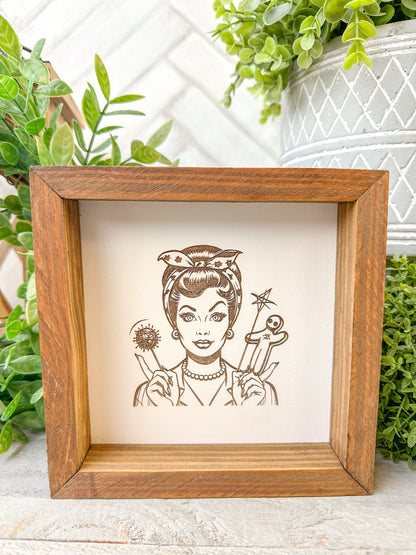 Retro Chic Voodoo Lady Laser Engraved Wood Sign