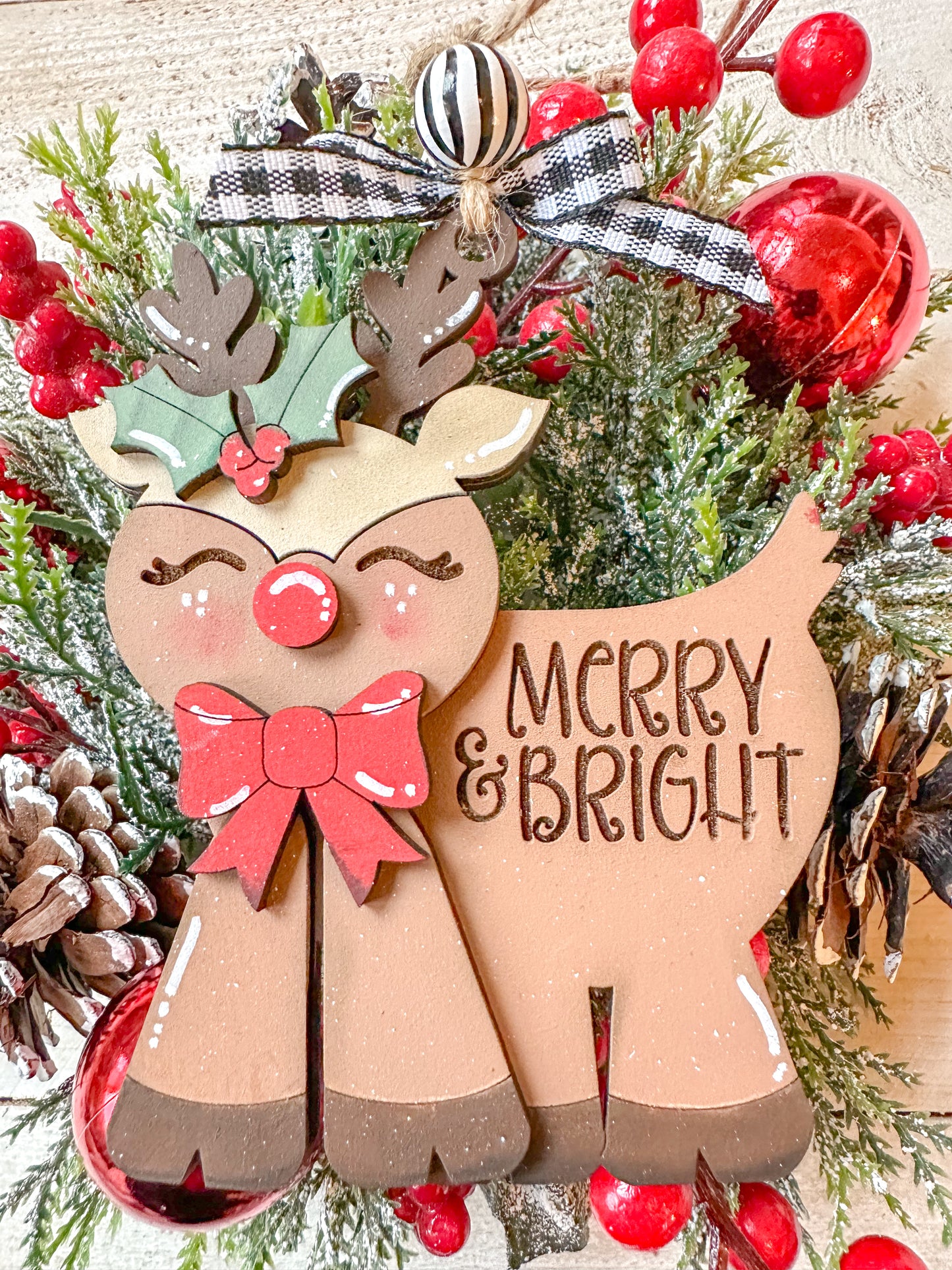 Merry & Bright Reindeer Ornament