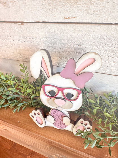 Easter Bunny Shelf Sitter – Nerdy Bunny with Glasses