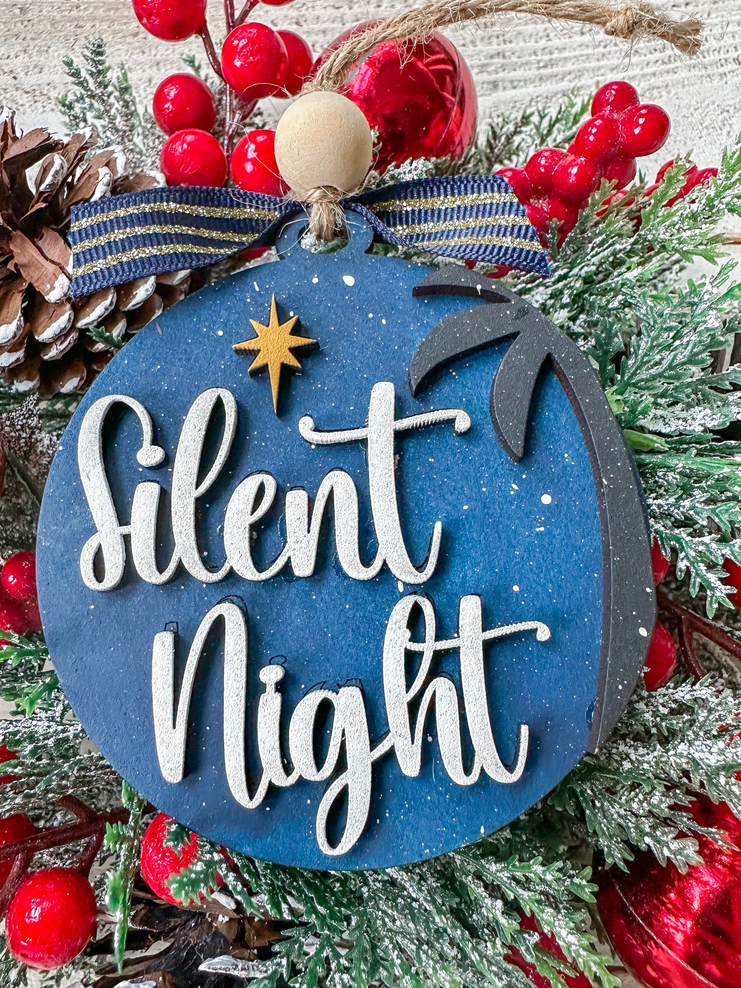 Silent Night Christmas Ornament – Handmade Religious Holiday Decor