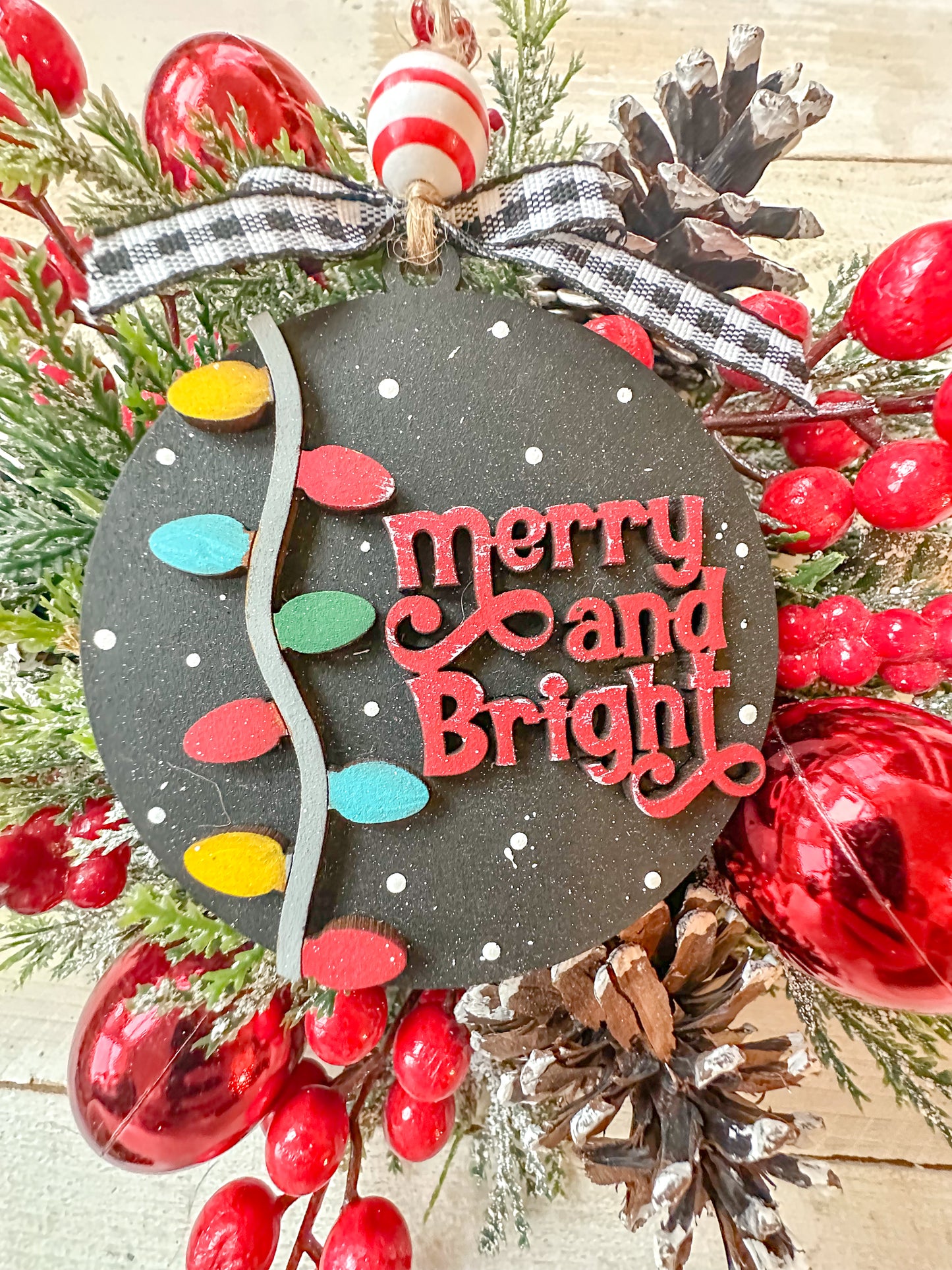 Merry & Bright Ornament – Handcrafted Christmas Tree Decoration with Colorful Lights & Festive Charm