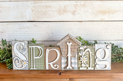 Spring block wooden decor / shelf sitter