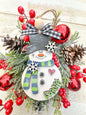 Handcrafted “Frosty” Snowman Ornament green & blue