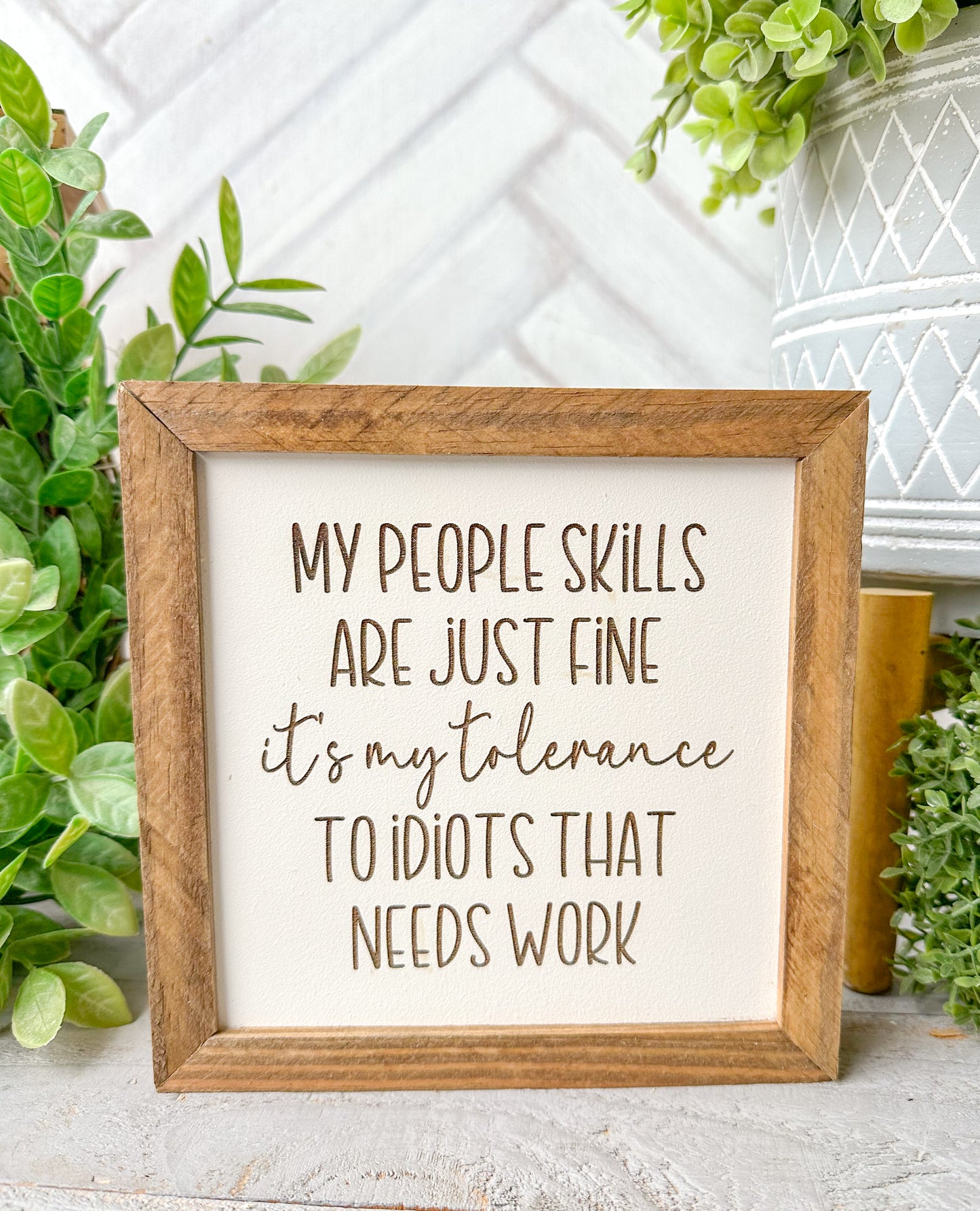 My People Skills Are Just Fine Wooden Sign – Funny Rustic Home Decor