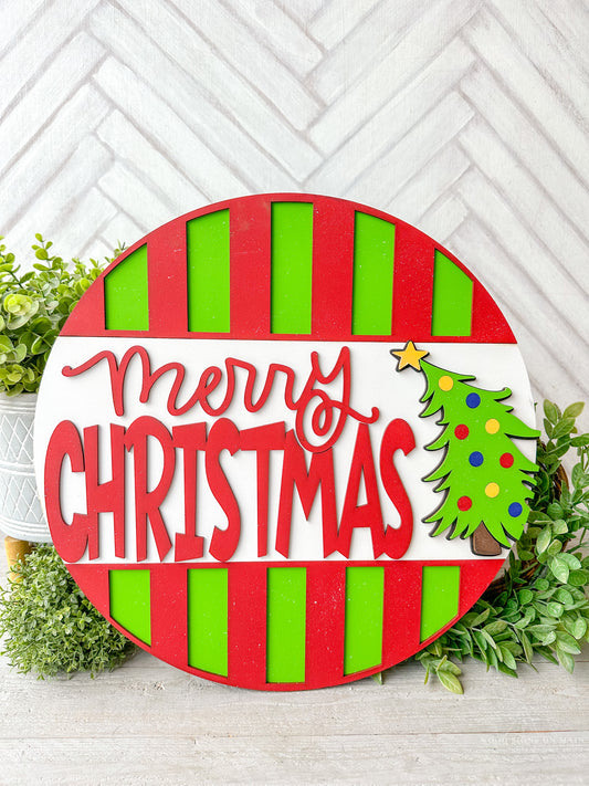 Merry Christmas with tree BRIGHT COLORS