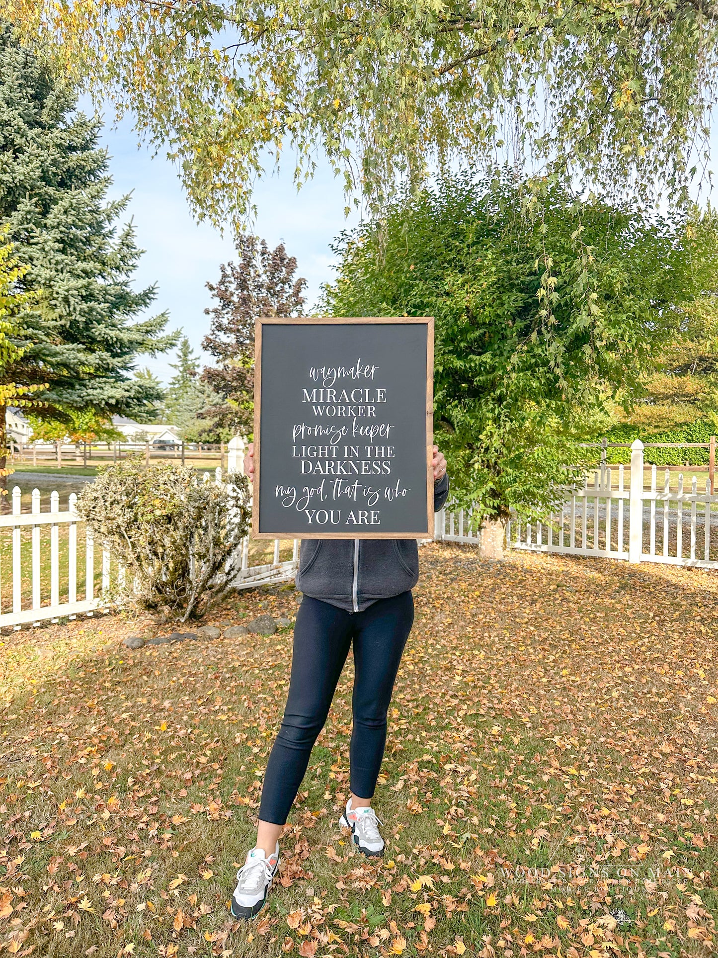 Waymaker, miracle worker, in the darkness hand painted wood sign