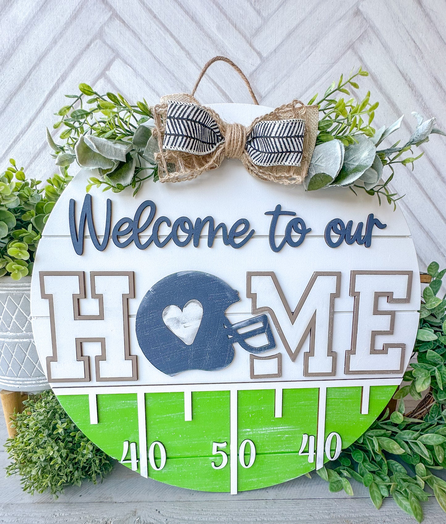 Welcome to Our Home Football Door Hanger | Fall Game Day Front Door Sign