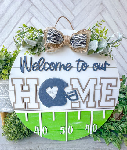 Welcome to Our Home Football Door Hanger | Fall Game Day Front Door Sign