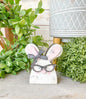 Handmade Nerdy Bunny Wood Decor – Rustic Easter Tiered Tray Accent