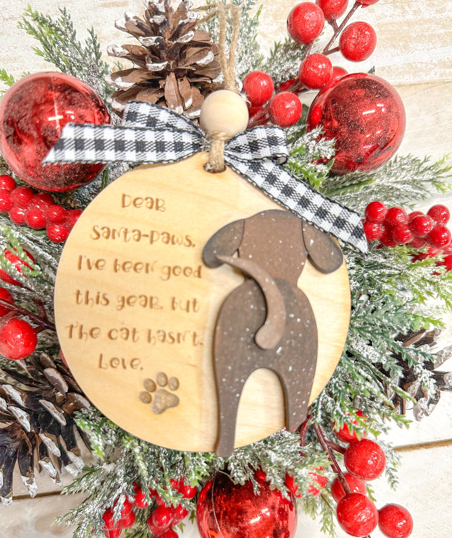Dear Santa paws dog ornament