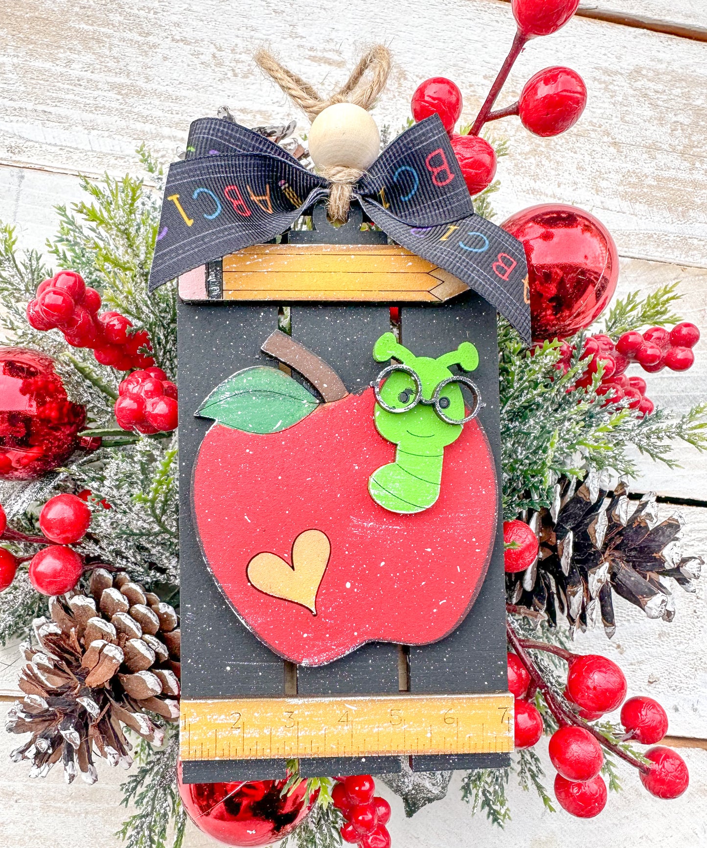 Teacher Gift Card Holder Ornament – Handcrafted Wooden Teacher Appreciation Gift
