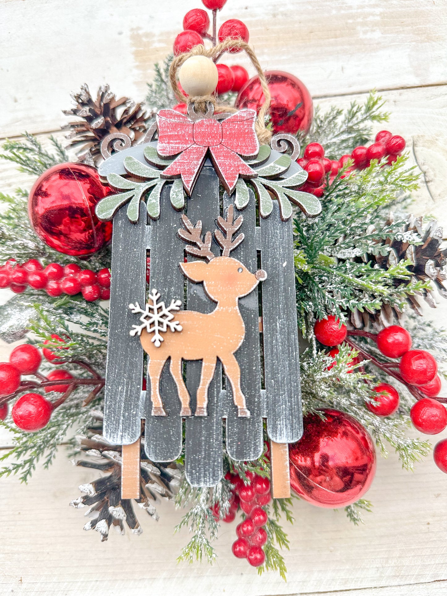 reindeer sled ornament