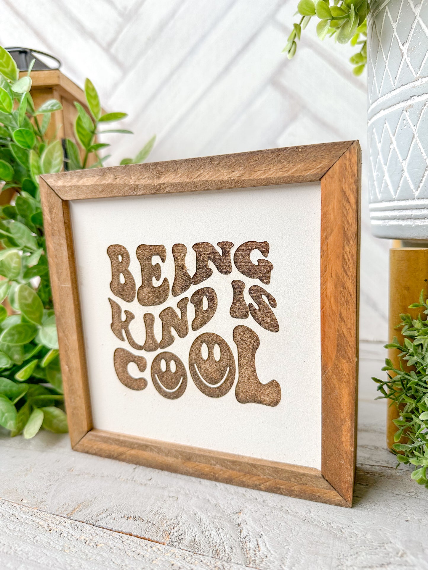 Being Kind Is Cool-Laser Engraved Wooden Sign