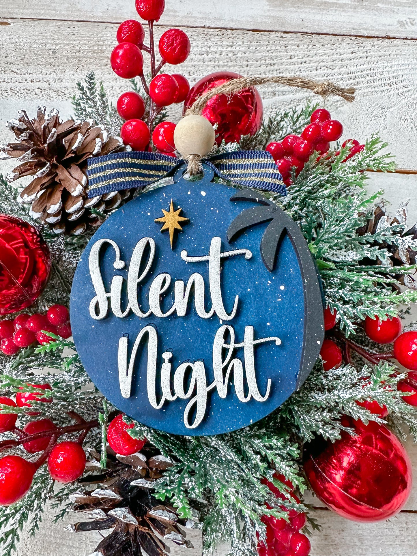 Silent Night Christmas Ornament – Handmade Religious Holiday Decor
