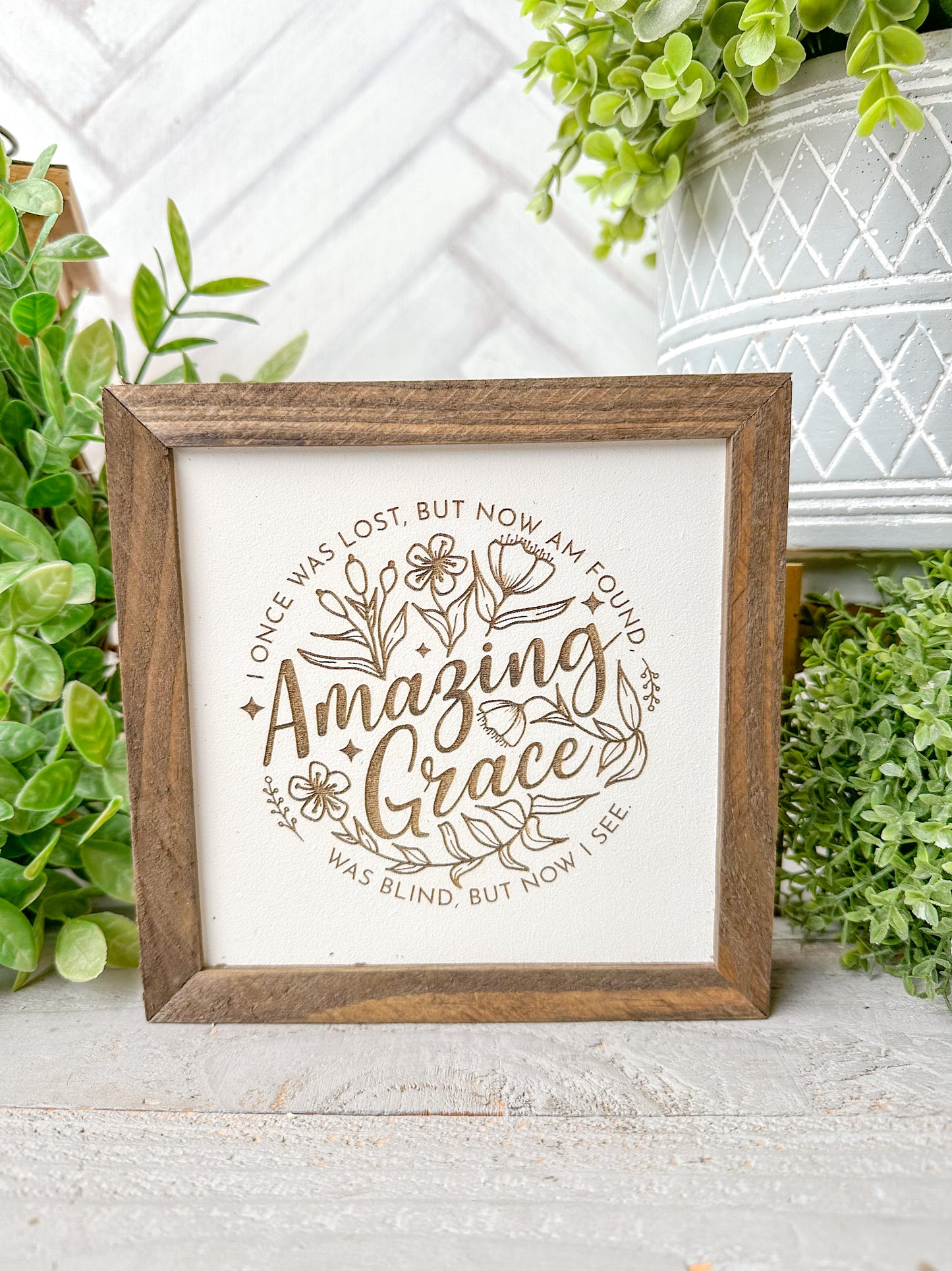 Amazing Grace Laser Engraved Wooden Sign