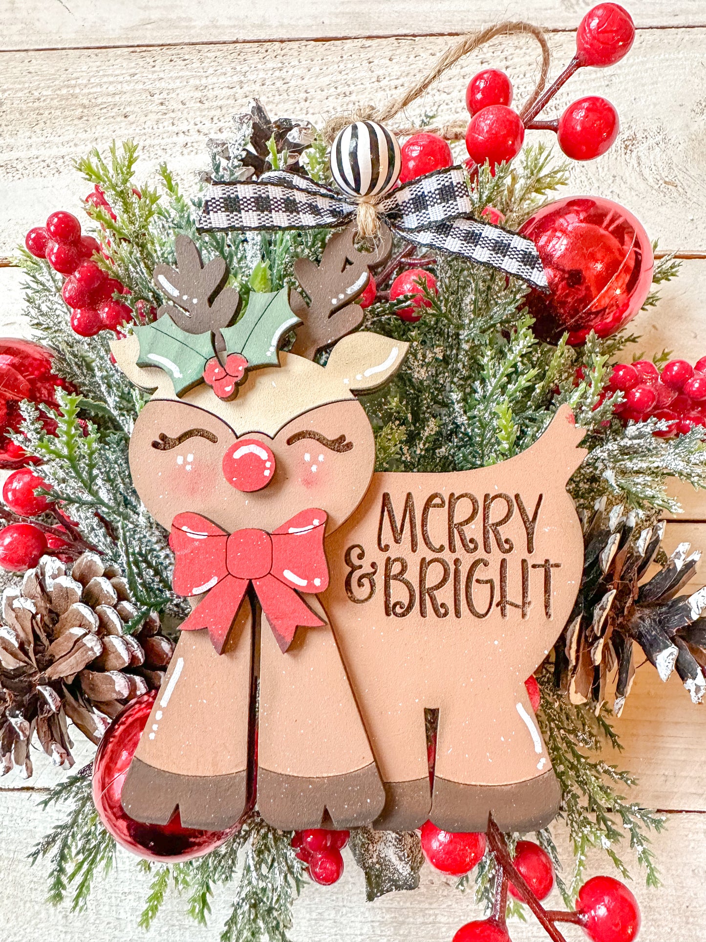 Merry & Bright Reindeer Ornament