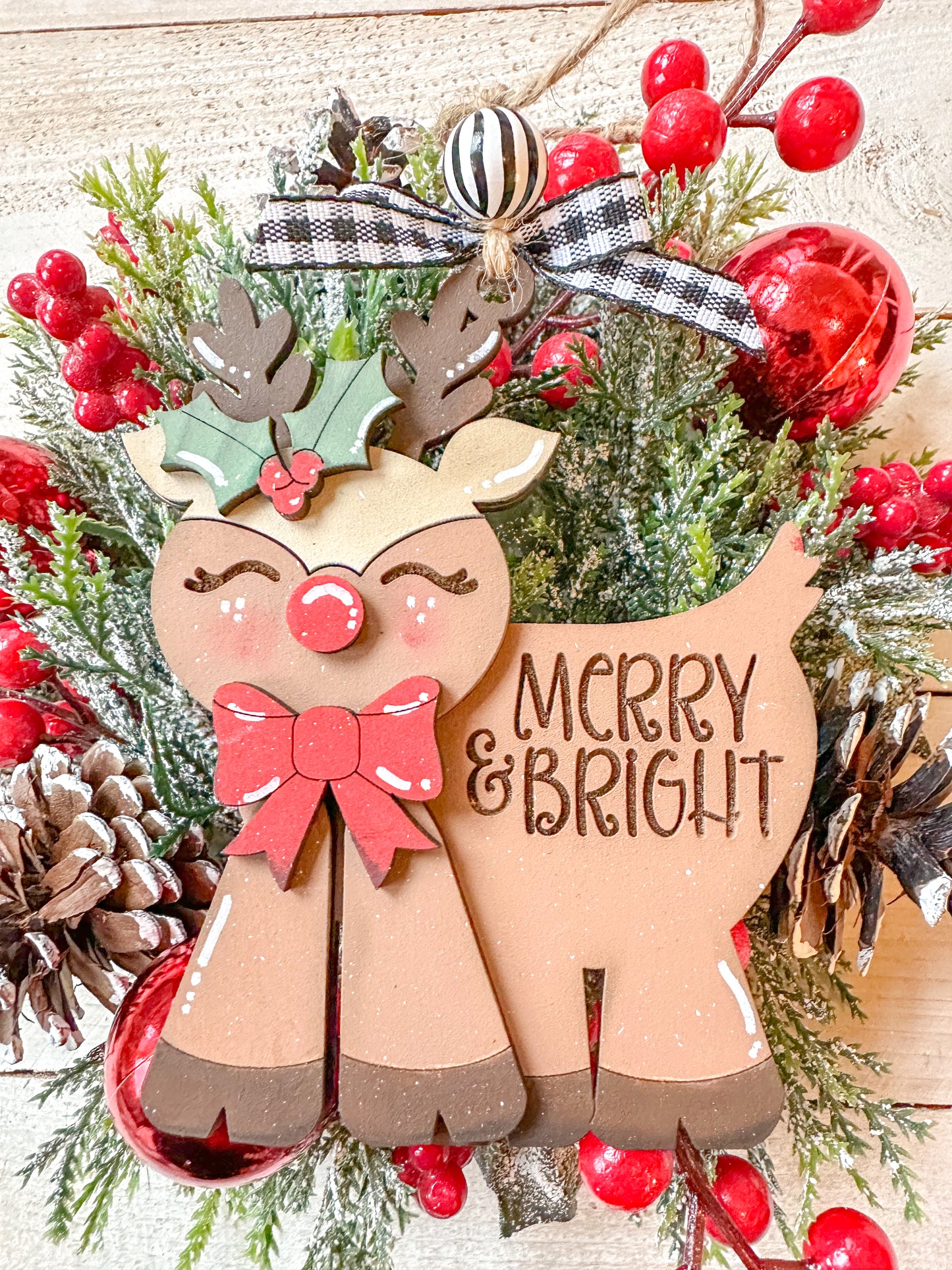Merry & Bright Reindeer Ornament