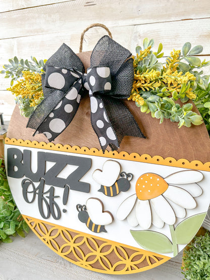 Buzz Off! 18" Round Bee-Themed Door Hanger