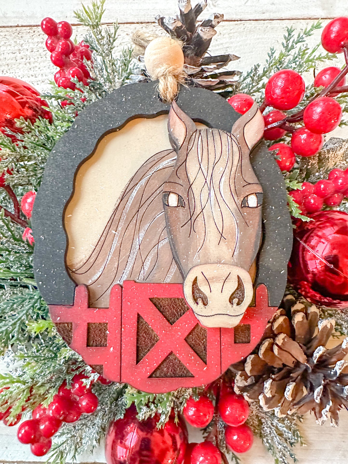 Horse & Barn Christmas Ornament