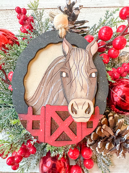 Horse & Barn Christmas Ornament
