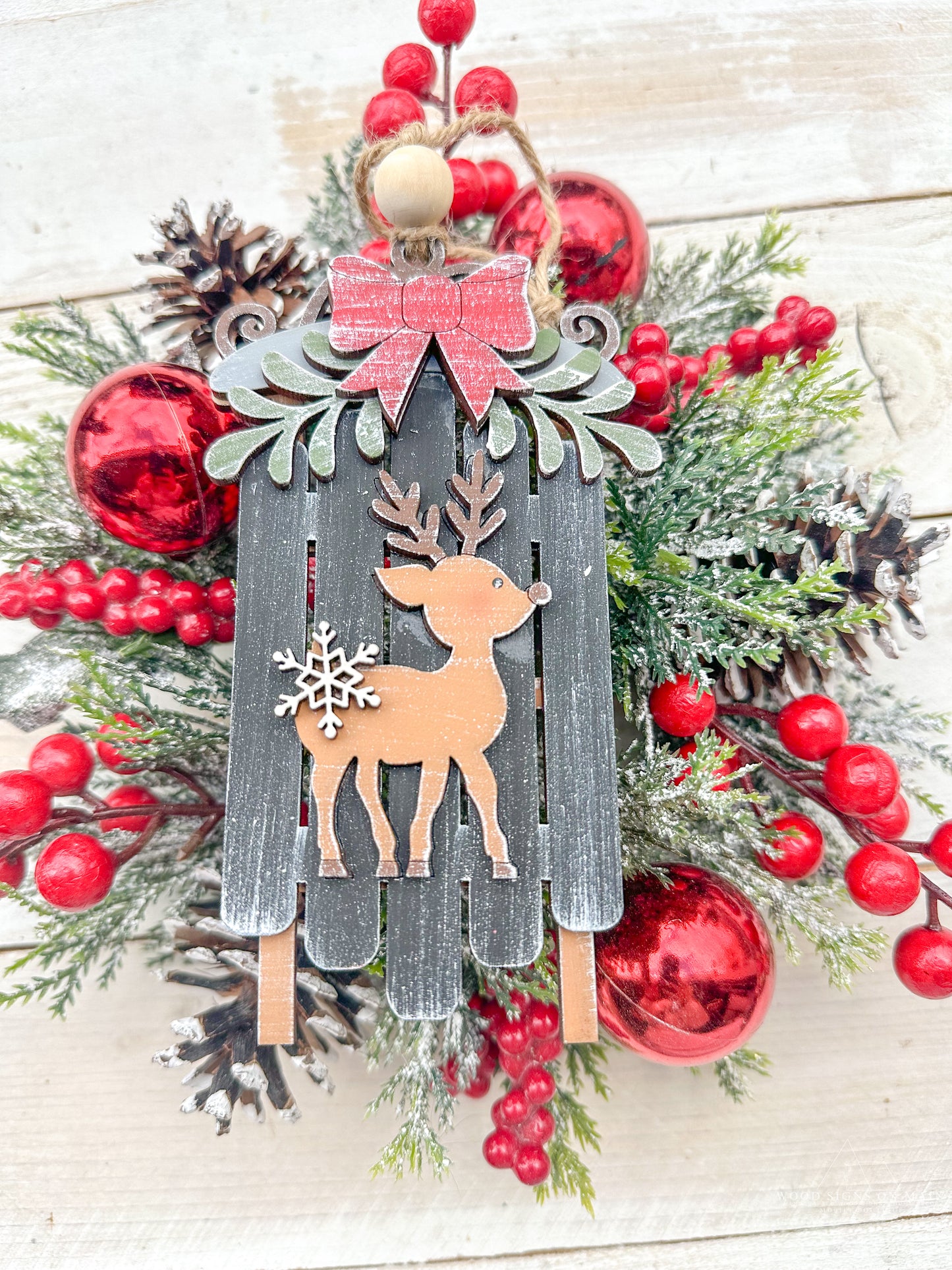 reindeer sled ornament