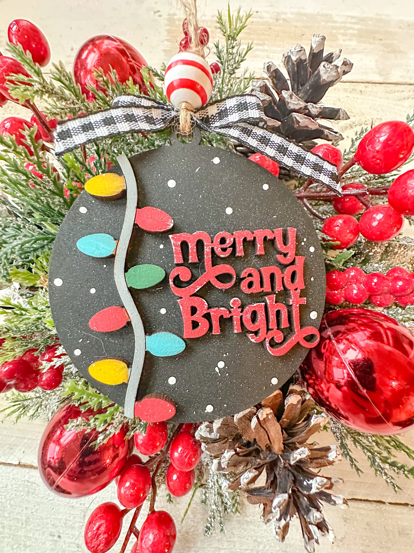 Merry & Bright Ornament – Handcrafted Christmas Tree Decoration with Colorful Lights & Festive Charm