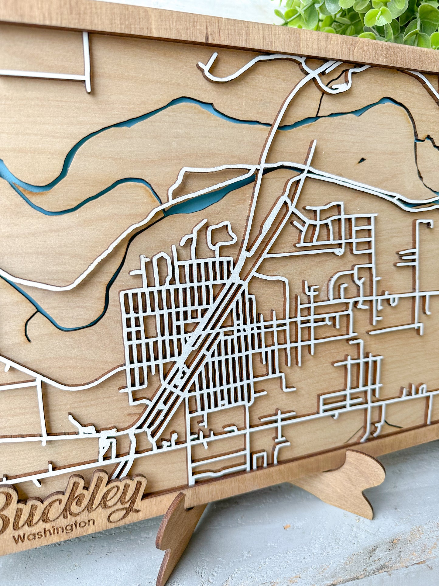 Buckley, Washington 3D Wooden Map – Custom Laser-Cut City Street Map