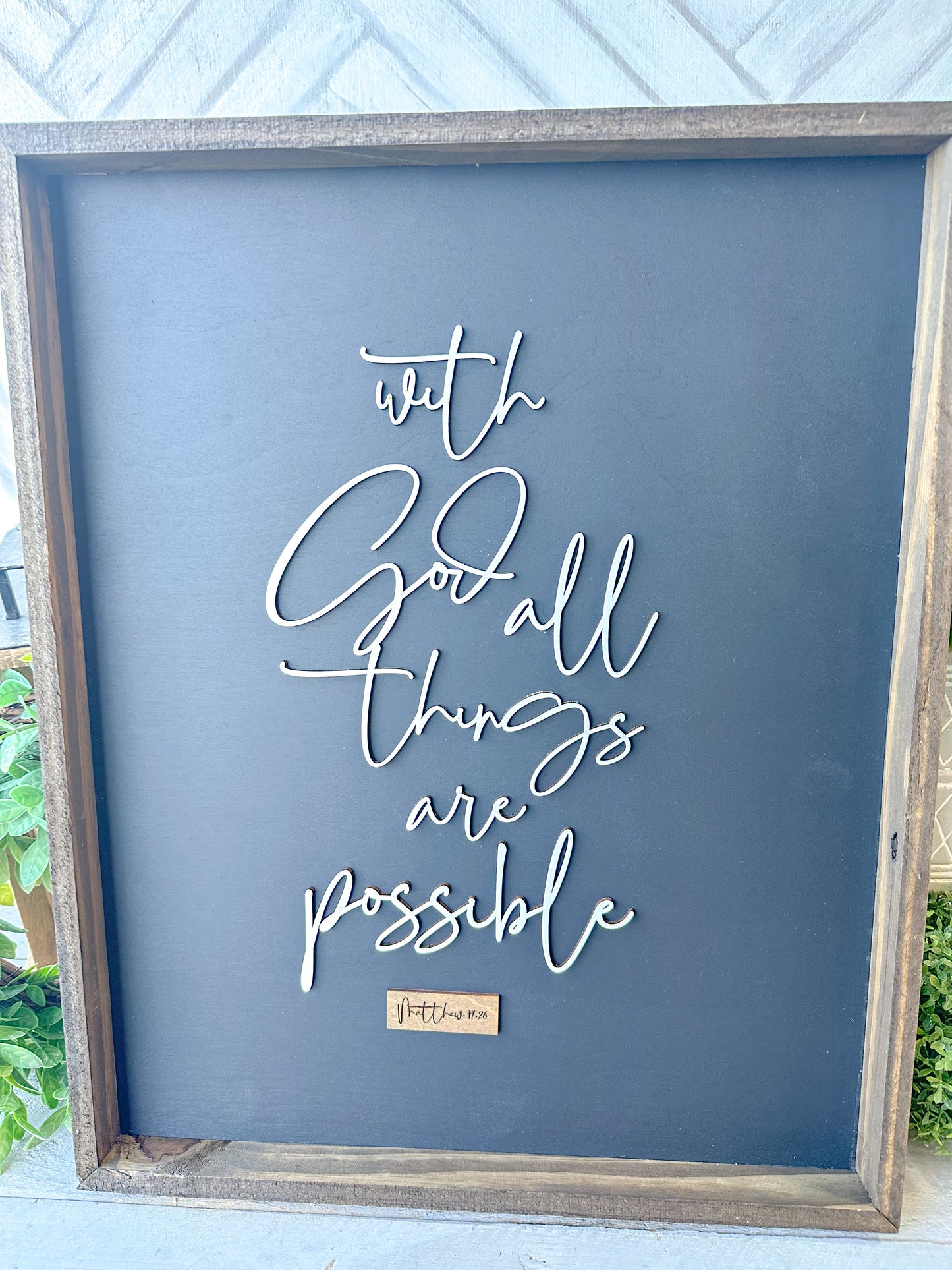 With God All Things Are Possible - Handcrafted 3D Laser wood Christian Wall Sign