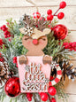 Reindeer Hot Cocoa Cup Ornament pink