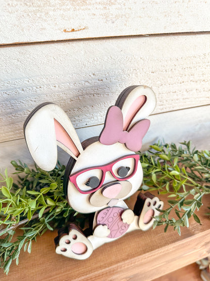 Easter Bunny Shelf Sitter – Nerdy Bunny with Glasses