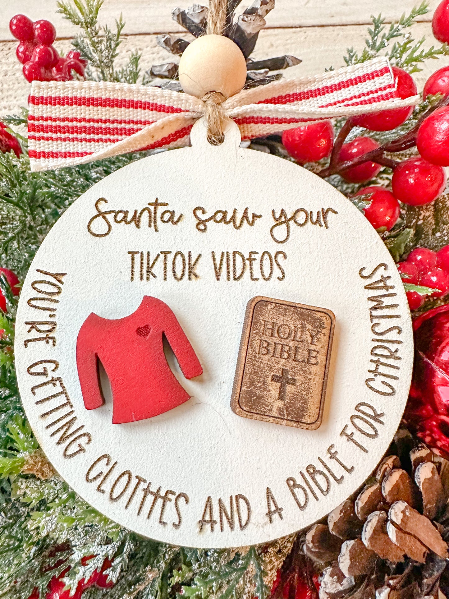 Santa Saw Your TikTok Videos Funny Christmas Ornament