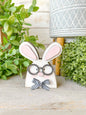 Handmade Nerdy Bunny Wood Decor – Rustic Easter Tiered Tray Accent