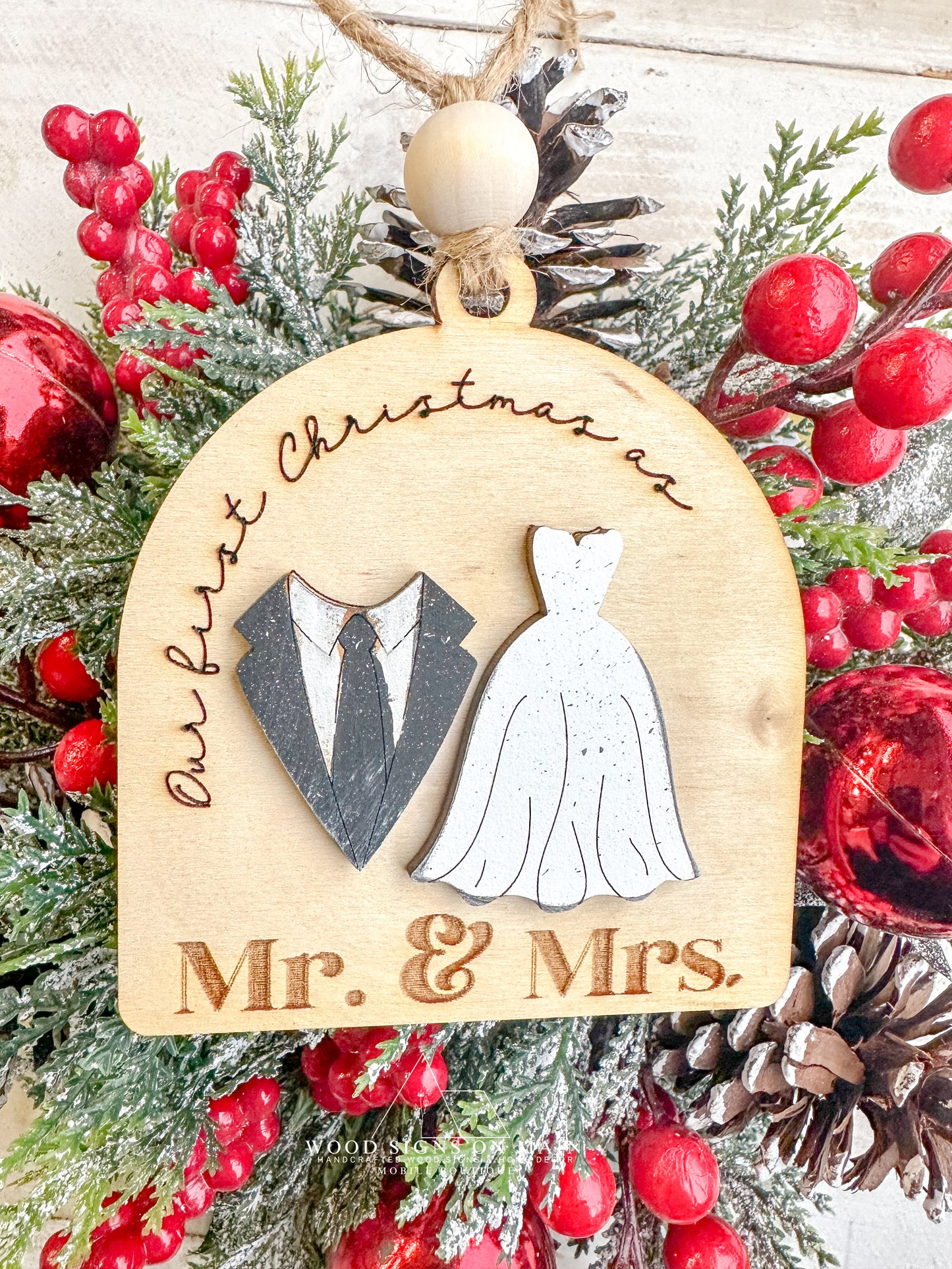 Our First Christmas as Mr. & Mrs. Ornament | Personalized Wedding Christmas Ornament