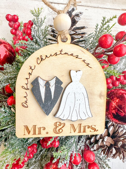 Our First Christmas as Mr. & Mrs. Ornament | Personalized Wedding Christmas Ornament