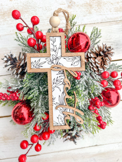 Faith Cross Floral Ornament
