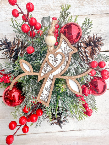 Floral Cardinal Ornament.