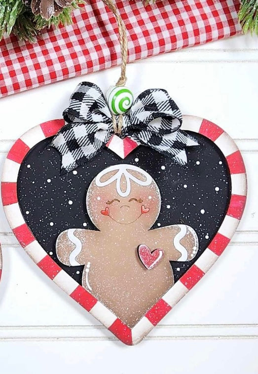 Gingerbread heart shaped Christmas ornament / gift tag