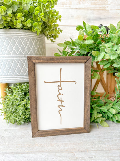 Faith cross, Laser engraved wood sign