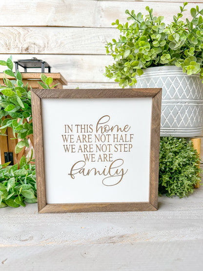 In this home we are not half laser engraved laser engraved wood sign