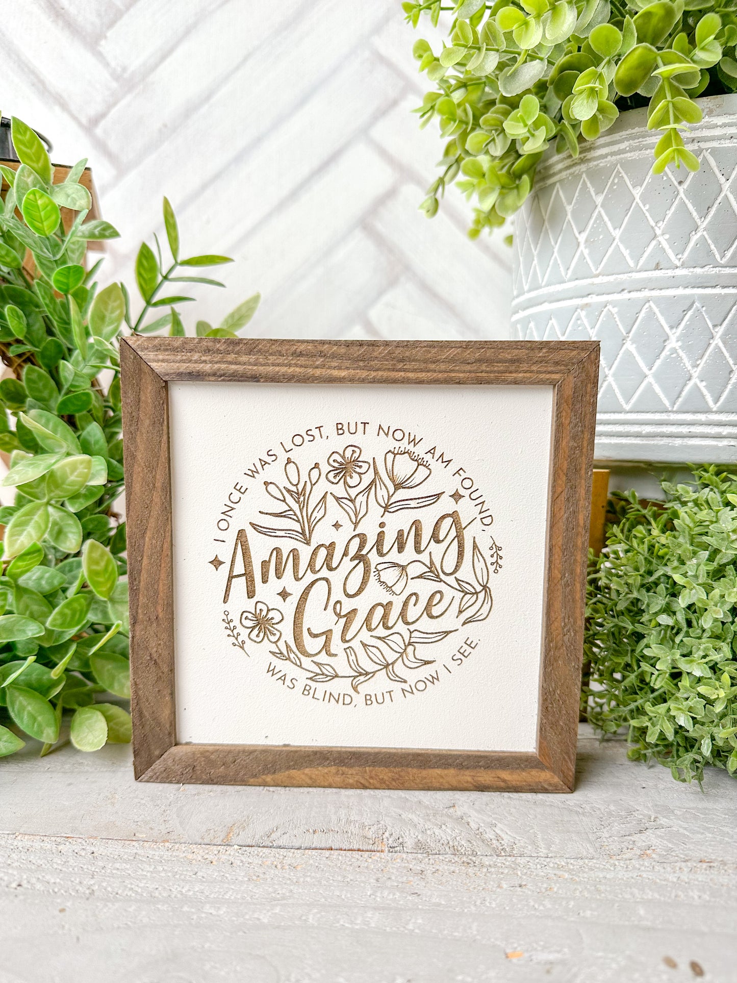 Amazing Grace Laser Engraved Wooden Sign