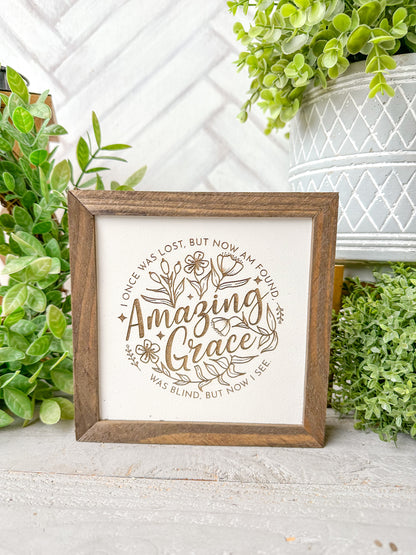 Amazing Grace Laser Engraved Wooden Sign